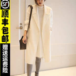 修身 2026秋冬款 羊绒马甲 双排扣马夹外套时尚 休闲西装 韩版 加长款