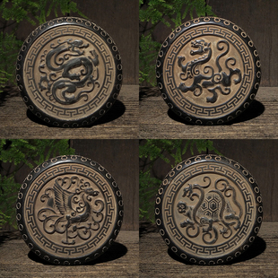 仿古石雕手工四神兽青石茶垫古法制作民俗茶席中式复古摆件收藏品