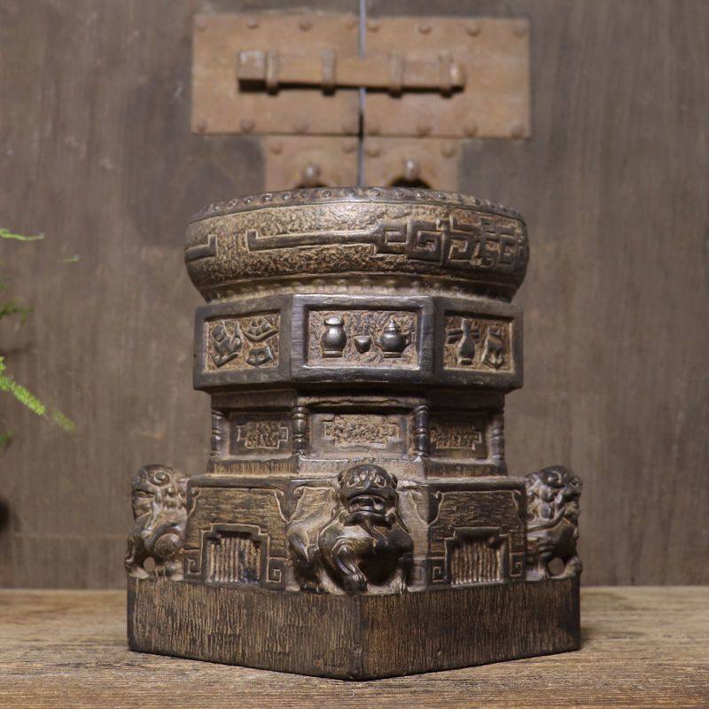 石雕青石雕刻仿古做旧八宝狮子石墩花盆底座中式复古古典装饰摆件,家居饰品,装饰摆件,淘宝优惠券,粉丝福利购,淘宝优惠卷