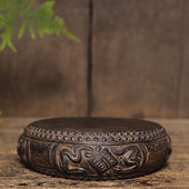 彷古石雕青石琴棋书画 覆古茶席摆件摆设 画石鼓茶壶底座杯垫中式