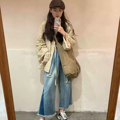 脏染卡其色大容量小众单肩斜挎包