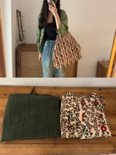 LittleChicThings 复古浓郁红蔷薇氛围感大容量单肩斜挎包简单包