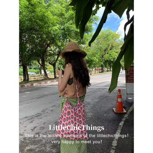 印度棉风细肩带单肩斜挎碎花包