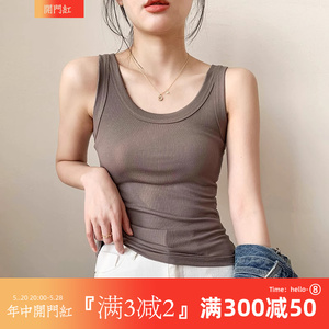 外穿螺纹运动吊带背心女夏U领防走光内搭无袖打底衫百搭小众上衣