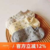 日系简约甜美可爱波点低帮袜子潮女夏季 防滑不掉跟吸汗透气脱船袜