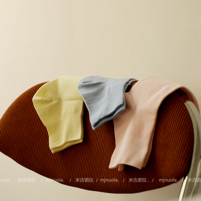 米吉诺拉无骨纯色百搭奶油竹纤维柔软袜子女款春夏季薄款中短筒袜