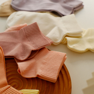 米吉诺拉 条纹透气袜子女简约防臭不闷脚短筒纯棉袜 无骨缝合夏季