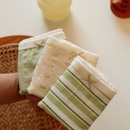 米吉诺拉 92%棉少女中腰包臀三角7A级抑菌全纯棉舒适透气女士内裤