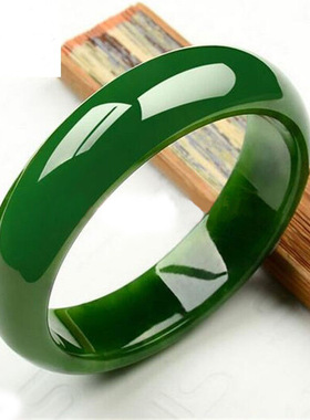 高仿碧玉镯子菠菜绿玉器女款