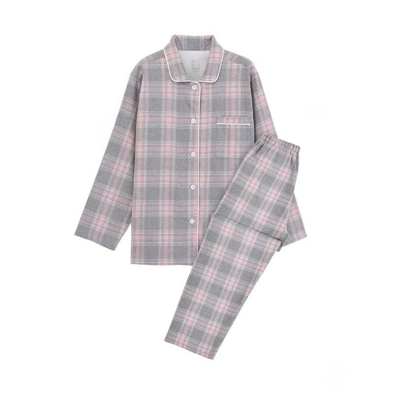 棉法兰绒睡衣 无印无侧缝日式良品家居服情侣套装 3