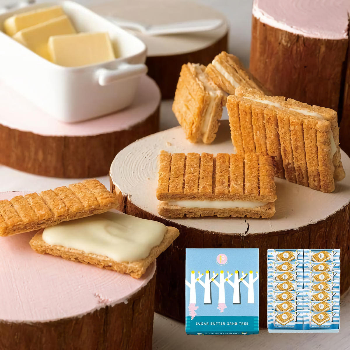 特价 日本进口sugar butter tree黄油树草莓奶油夹心饼干零食礼包