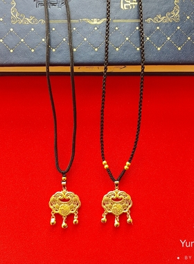 福气平安长命锁编织项链