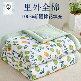 纯棉夏凉被全棉空调被新疆棉花被子夏季 可机洗 单双人学生宿舍薄款