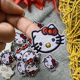 精致可爱自粘小猫头标刺绣羽绒服布贴卡通补丁贴手工diy装饰贴布