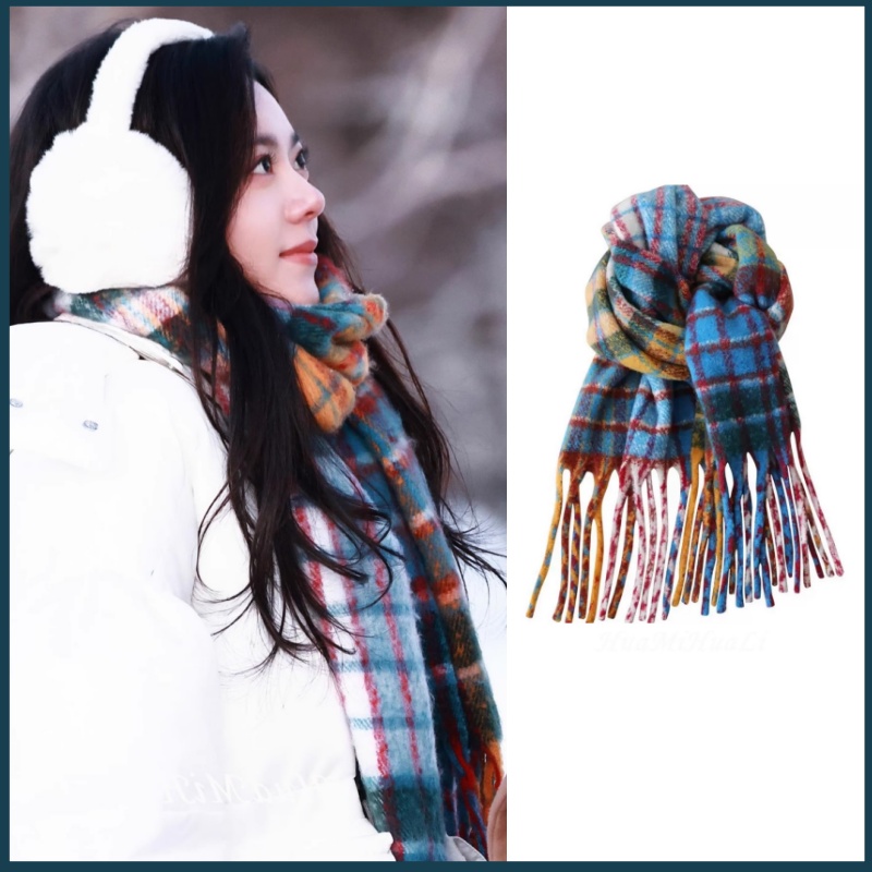 骄阳似我赵今麦聂曦光同款围巾加厚保暖彩色格子围巾学生软糯围脖