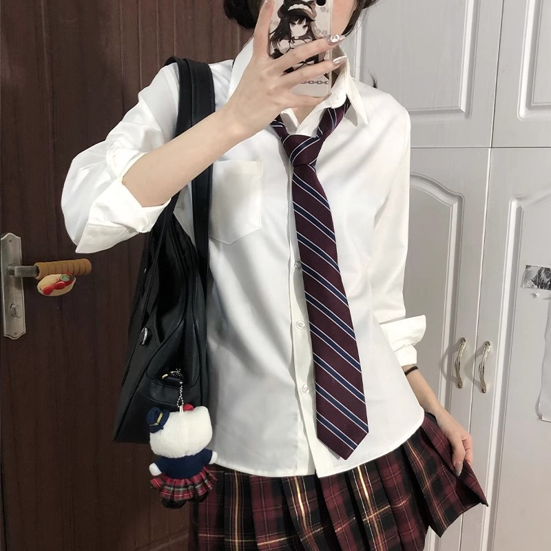 基础款JK白衬衫女短袖少女学生长袖衬衣上衣校供感内搭泰式春夏
