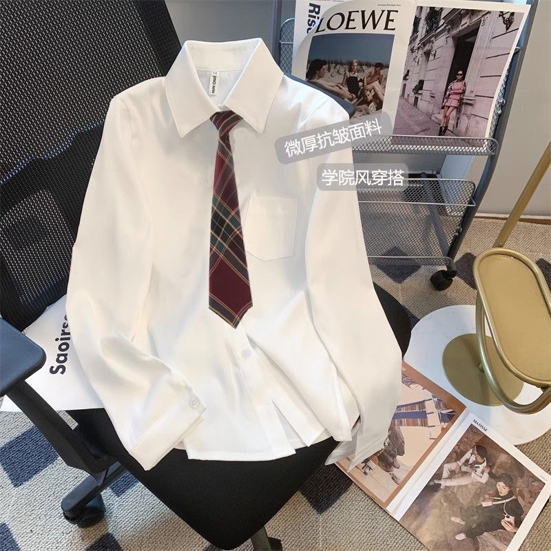 JK制服衬衫女小个子春秋长袖日系学院风少女系学生白色内搭正装
