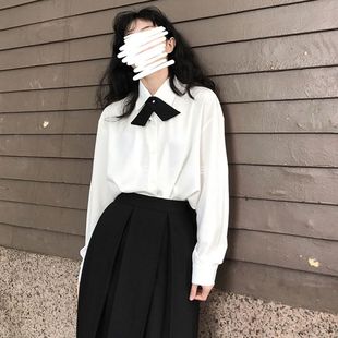 jk制服大码 女学生设计感小众衬衣内搭长袖 日系学院风宽松白衬衫