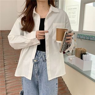 polo领衬衫 白色长袖 外套女小众别致叠穿防晒百搭上衣高级感慵懒风