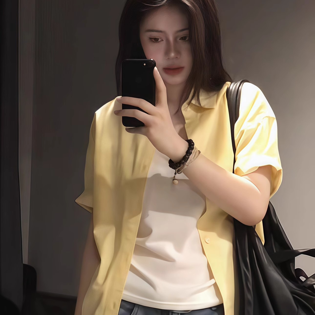日系文艺显白黄色短袖衬衫女夏款小个子通勤穿搭女装夏天上衣薄款