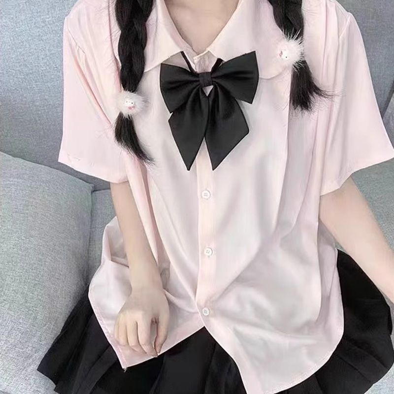 jk制服夏季短袖粉色甜美娃娃领