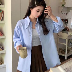 2026春款女装新款长袖衬衫气质通勤叠穿衬衣内搭宽松休闲外套上衣