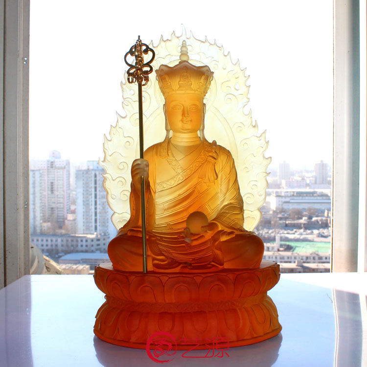 琉璃佛像摆件藏传密宗大愿地藏王菩萨坐像创意家居玄关风水32cm高