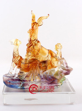 三阳开泰琉璃朋友装饰品送客户