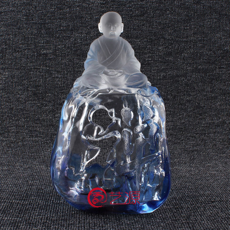 琉璃佛像摆件小沙弥禅意创意家居客厅办公桌风水供奉小弥勒佛和尚