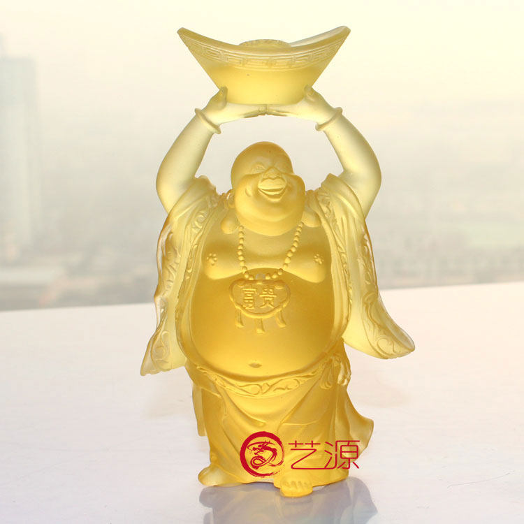 琉璃佛像摆件举财弥勒 家居客厅办公桌招财风水供奉 结缘乔迁升职