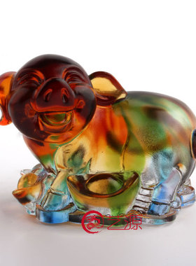 琉璃生肖猪贺寿吉祥物工艺礼品