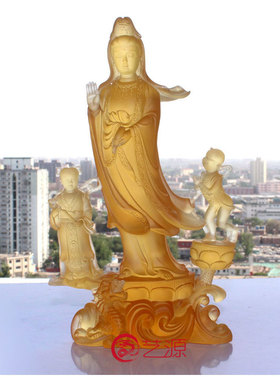 琉璃童子拜观音供奉保平安佛像