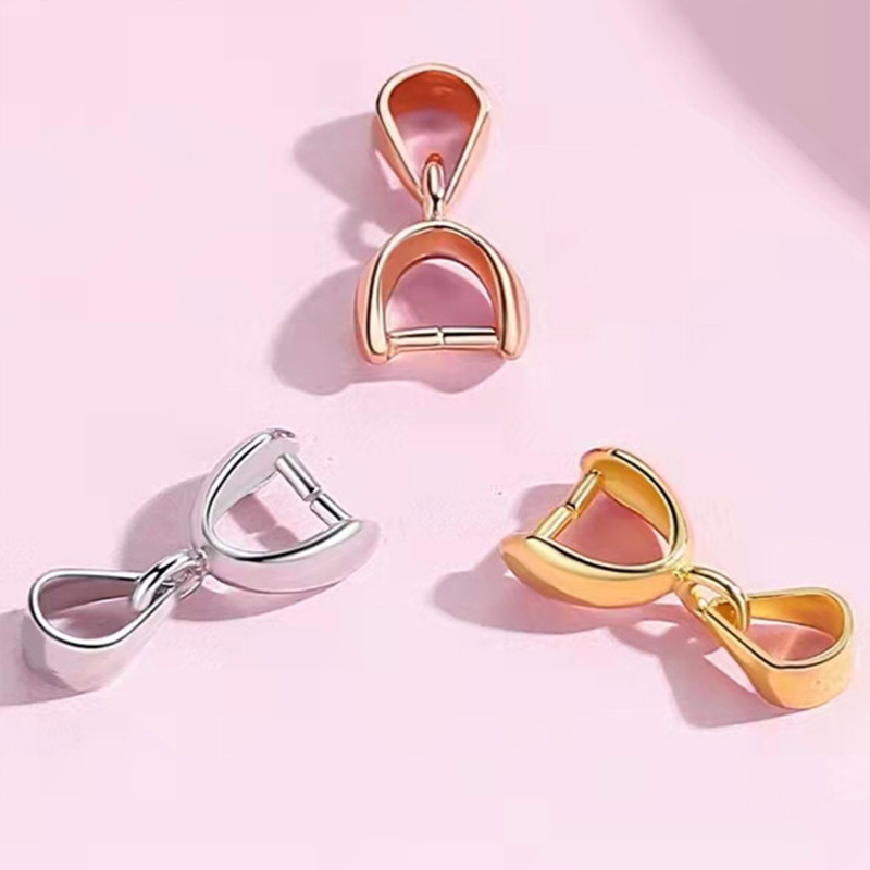 925纯银项链扣子接头万能扣配件翡翠玉坠瓜子扣18k金吊坠扣头卡扣