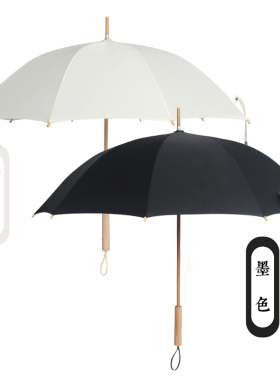 竹纸伞竹语实木长柄直杆晴雨两用伞防晒复古汉服文化竹木商务伞