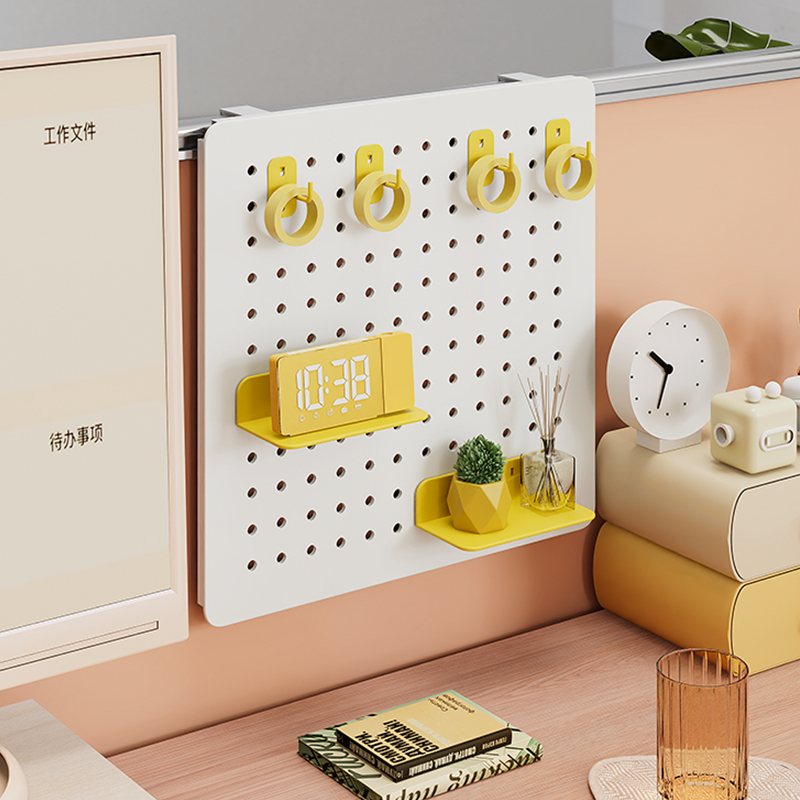 招财工位改造神器洞洞板办公室办公桌面布置收纳好物免打孔置物架
