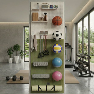 瑜伽洞洞板置物架定制墙上造型墙面金属运动器械收纳装备健身器材