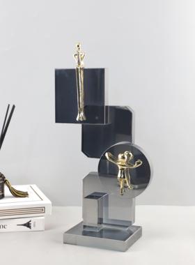 几何水晶小金人艺术雕塑装饰摆件