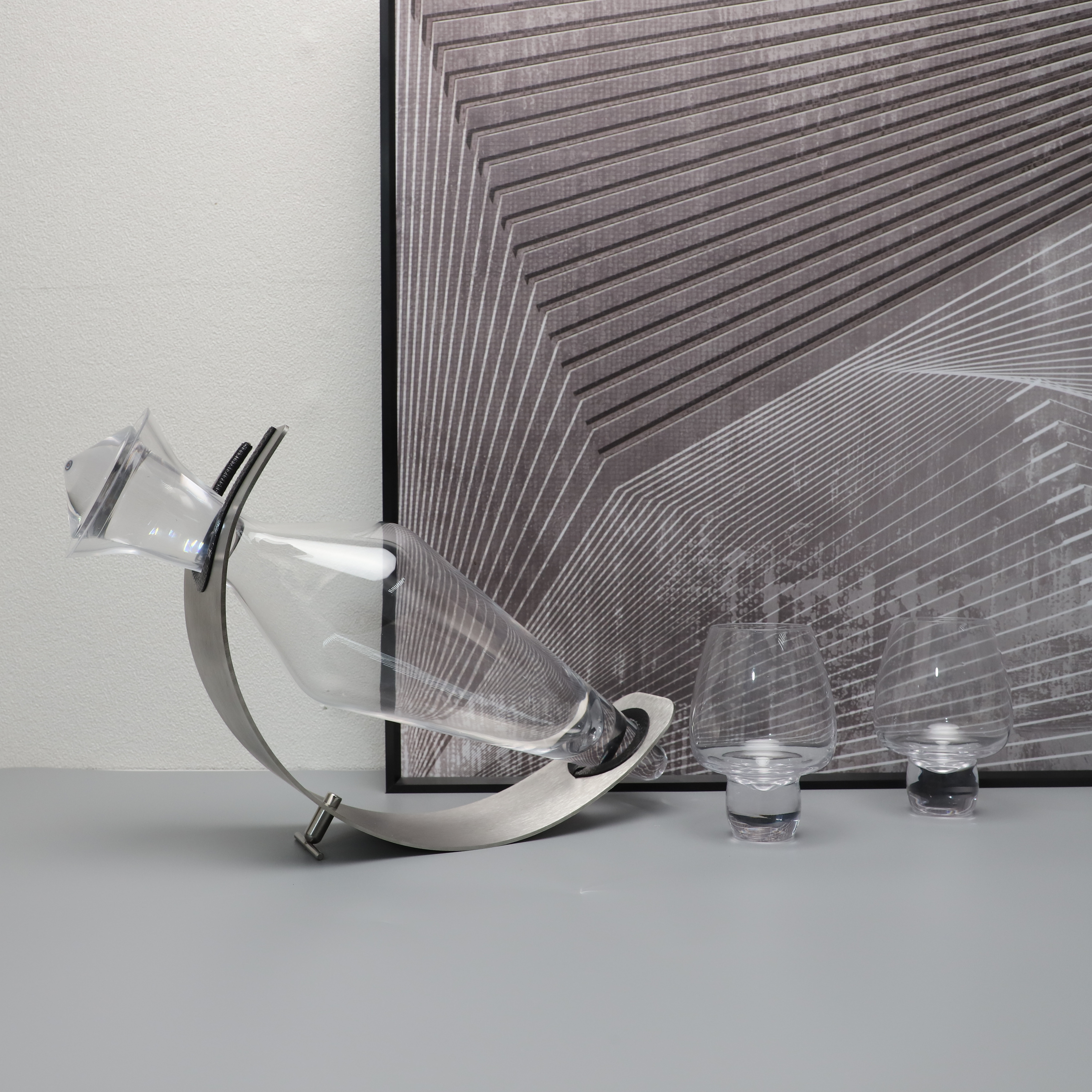 北欧极简金属透明酒具摆件样板房