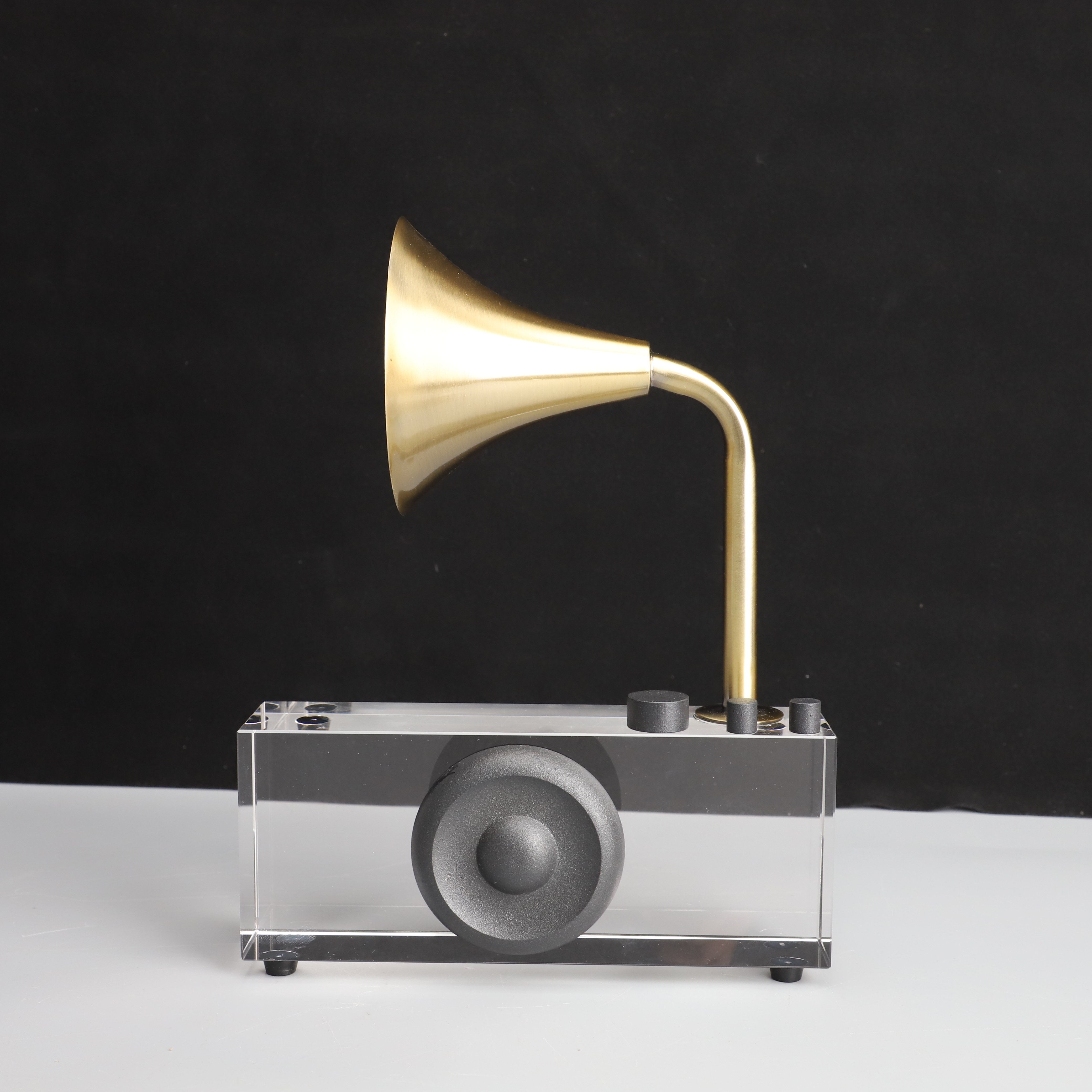 简约现代几何水晶留声机样板房售楼部客厅电视柜桌面玄关饰品摆件