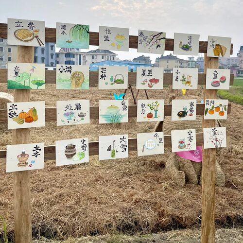 幼儿园实木24节气展示架