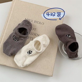 舒适新款 少女心可爱刺绣小狗短袜日系ins硅胶防滑船袜女 春秋夏季