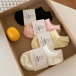 学生网红纯色日系ins少女心浅口船袜吸汗透气防滑硅胶舒适短袜女