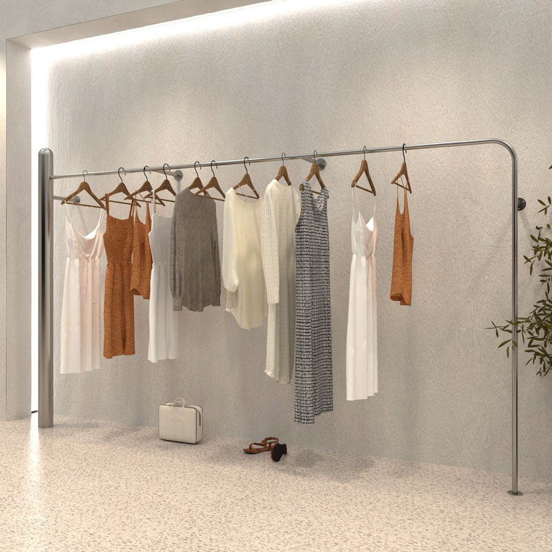 服装店展示架不锈钢新款货架陈列道具女装店简约时尚上墙壁挂衣架