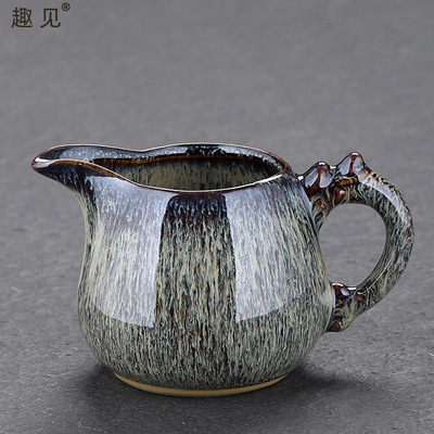 中式公平杯窑变釉蓝盏公道杯复古分茶杯陶瓷匀杯功夫茶具家用公杯