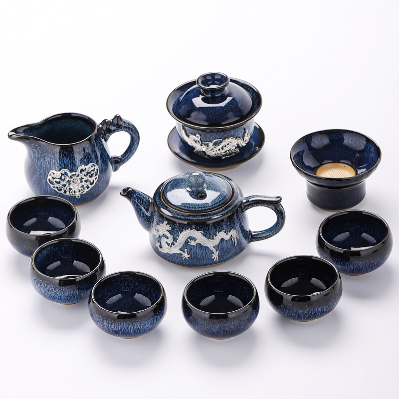 趣见窑变建盏功夫茶具套装家用办整套茶具