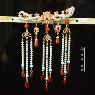 裳容手作古风霞帔汉服后压配饰头饰宋制唐风超仙流苏后压古装发饰