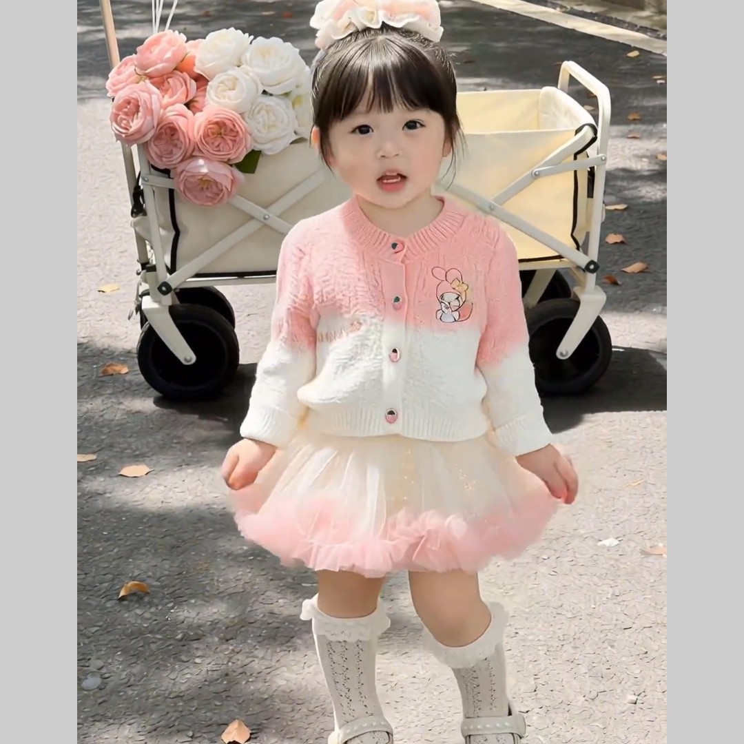 女童洋气开衫套装tutu2026春款儿童针织新款毛衣两件套