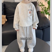 儿童棉卫衣套装 中大童女孩洋气时髦印花宝宝休闲两件套 女童春秋款