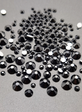 平底黑色钻圆形玻璃水钻美甲diy手机壳贴钻服饰鞋包散颗小包钻