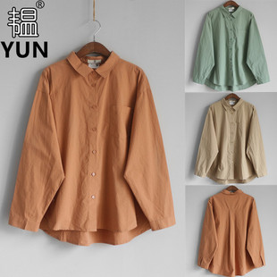 秋季 女装 YUN韫春季 新品 单排扣彩衬衣2988 方领阔型长袖 纯色女衬衫